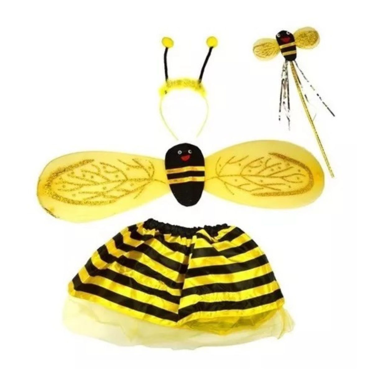 Kit Fantasia Asa de Abelhinha Acessórios Infantil 4 Peças Kit Fantasia Asa de Abelhinha Acessórios Infantil 4 Peças